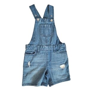 The Children's Place 5T Girls Denim Overalls Distressed Shortalls
